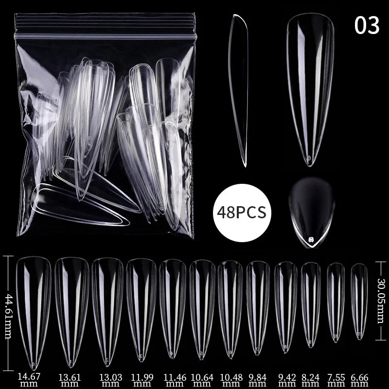 Press on Nails Coffin Soft Gel Tips Full Cover Fake Acrylic UV Gel Nails Extension System Oval Almond Sculpted False Nail Tips