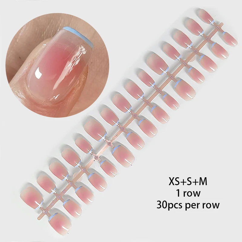 30Pcs Nail Tip Nude French Fake Nail Fashion Frosted Wearable False Nails Simple Full Cover Press on Nails DIY Wear Nail Tool