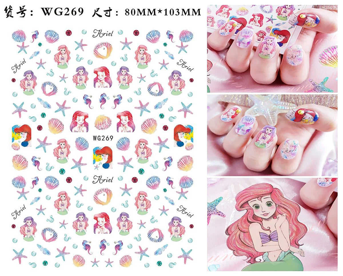 1Pcs 3D Disney Cartoon Mary Cat Nail Sticker Press On Nails Nail Supplies Mickey Mickey Stickers The Lion King Sliders For Nails