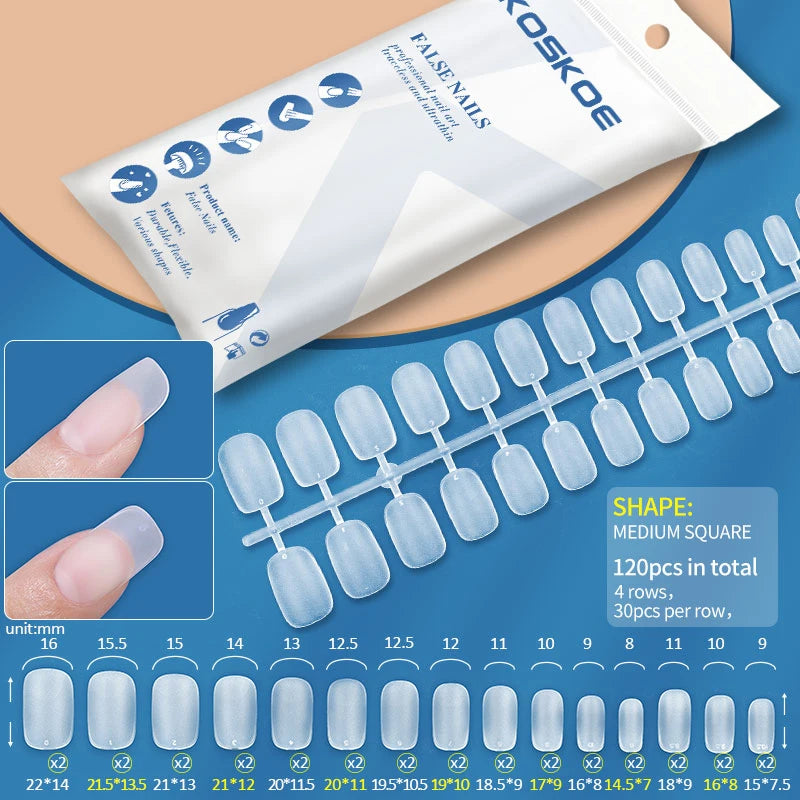 Press on Nails Coffin Soft Gel Tips Full Cover Fake Acrylic UV Gel Nails Extension System Oval Almond Sculpted False Nail Tips