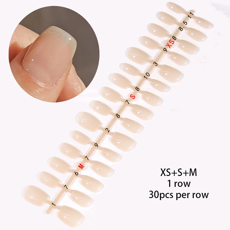 30Pcs Nail Tip Nude French Fake Nail Fashion Frosted Wearable False Nails Simple Full Cover Press on Nails DIY Wear Nail Tool