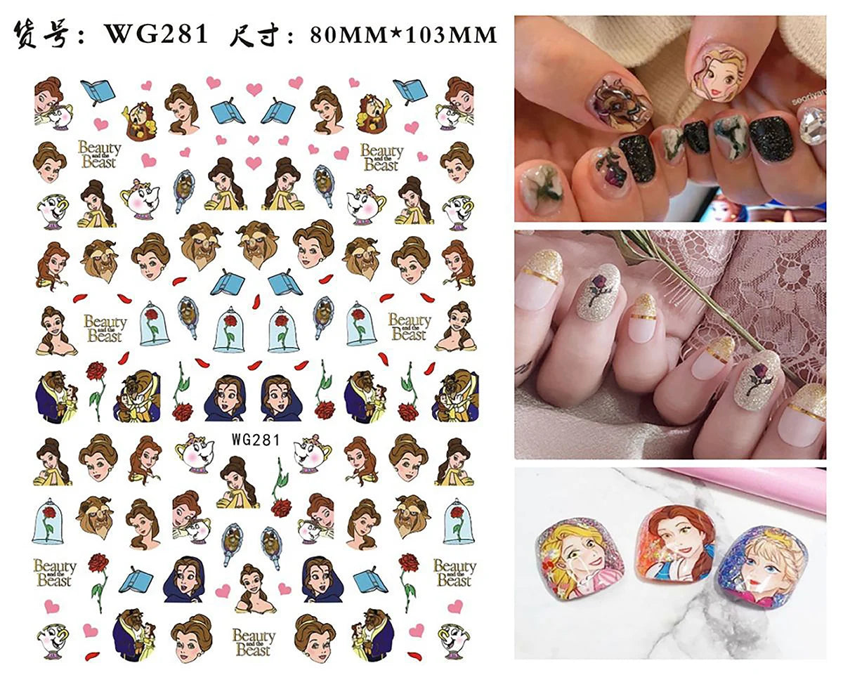 1Pcs 3D Disney Cartoon Mary Cat Nail Sticker Press On Nails Nail Supplies Mickey Mickey Stickers The Lion King Sliders For Nails
