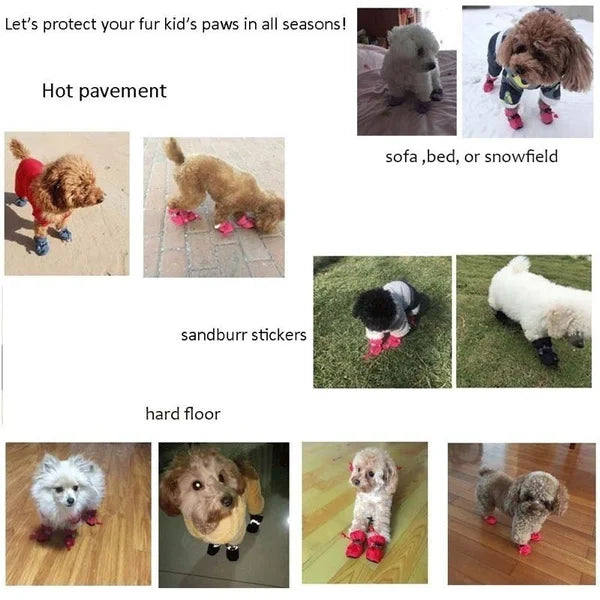 4pcs/set Waterproof Pet Dog Shoes Chihuahua Anti-slip Rain Boots Footwear For Small Cats Dogs Puppy Dog Pet Booties