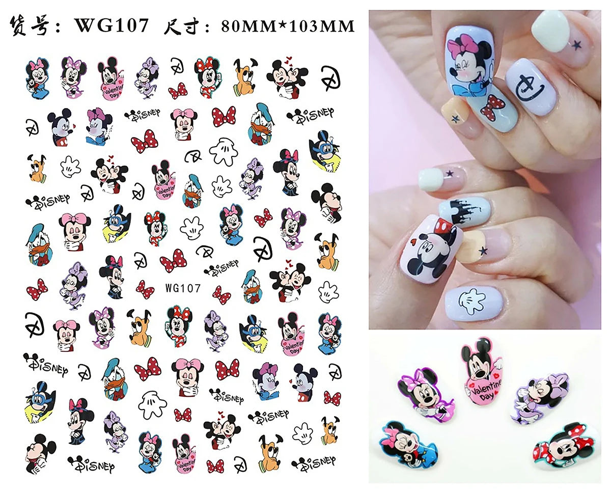 1Pcs 3D Disney Cartoon Mary Cat Nail Sticker Press On Nails Nail Supplies Mickey Mickey Stickers The Lion King Sliders For Nails