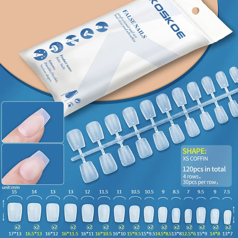 Press on Nails Coffin Soft Gel Tips Full Cover Fake Acrylic UV Gel Nails Extension System Oval Almond Sculpted False Nail Tips
