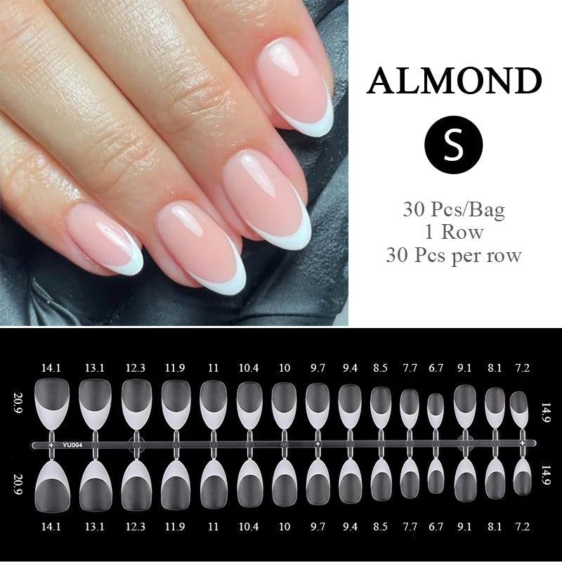 30Pcs Nail Tip Nude French Fake Nail Fashion Frosted Wearable False Nails Simple Full Cover Press on Nails DIY Wear Nail Tool