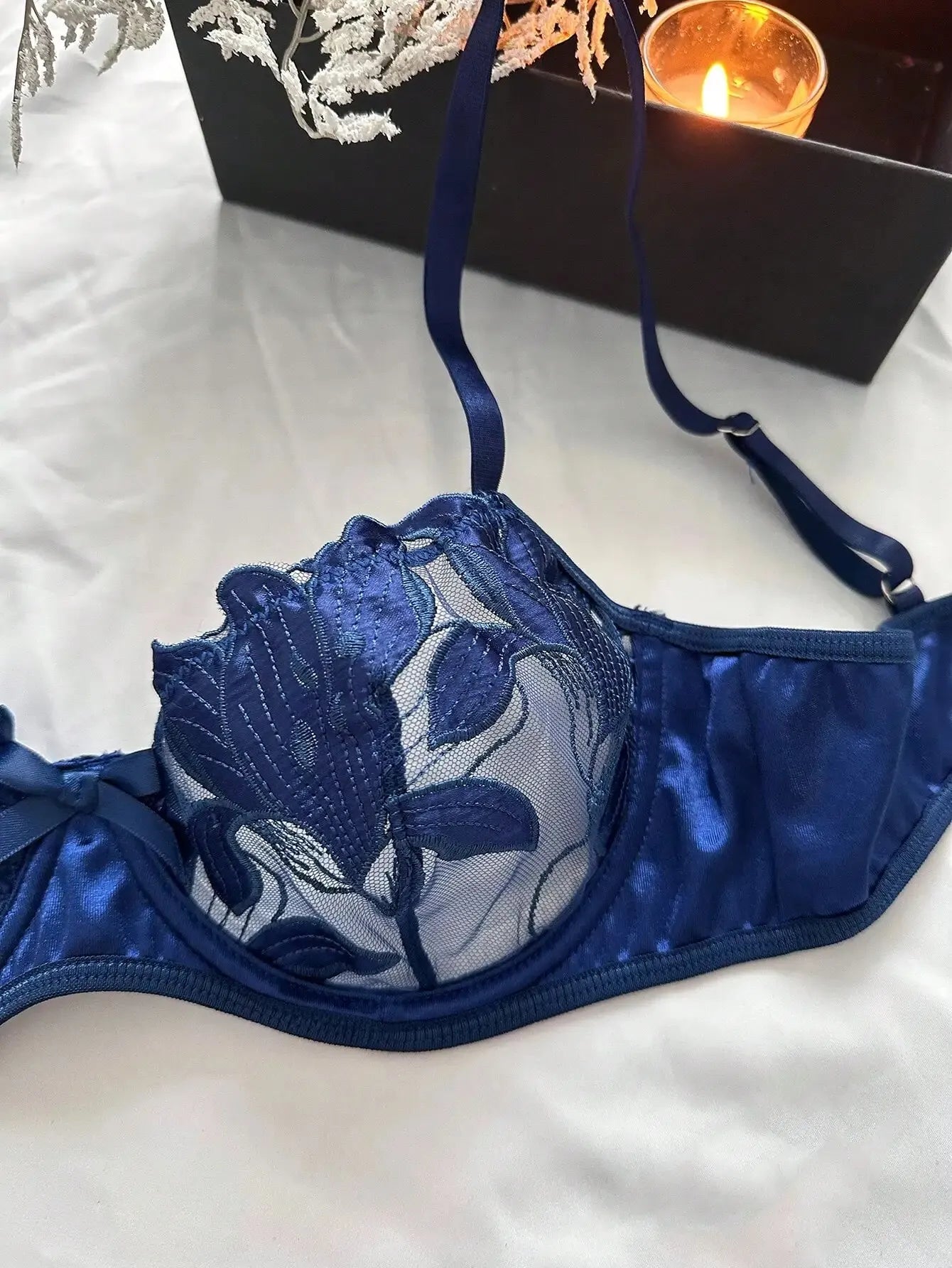 2025 Floral Embroidery Sexy Lingerie Set Women Thin Transparent Bralette Lace Push Up Bra Panty 2 Piece Sensual Lingerie Woman S