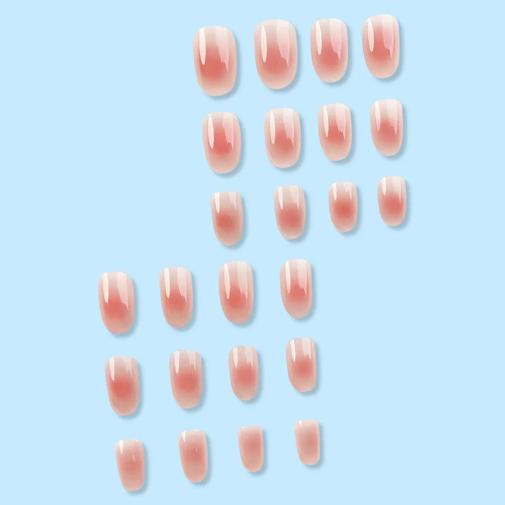 24 Pcs Ballerina Press On Nails Pink Gradient Fake Nails Glossy Artificial Finger Manicure Reusable False Nails For Women