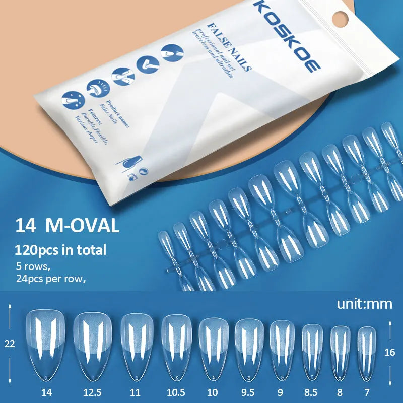 Press on Nails Coffin Soft Gel Tips Full Cover Fake Acrylic UV Gel Nails Extension System Oval Almond Sculpted False Nail Tips
