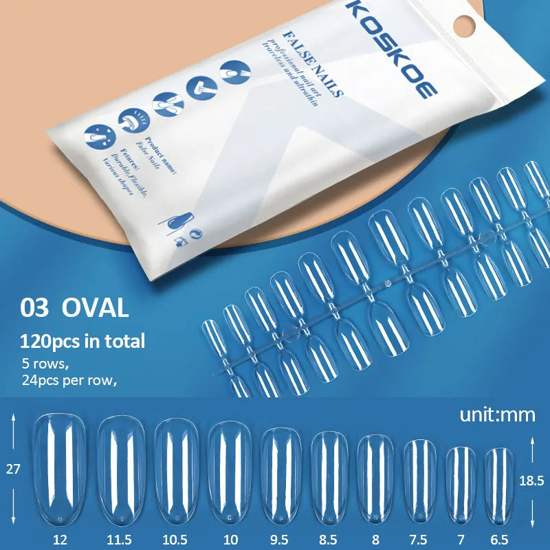 Press on Nails Coffin Soft Gel Tips Full Cover Fake Acrylic UV Gel Nails Extension System Oval Almond Sculpted False Nail Tips