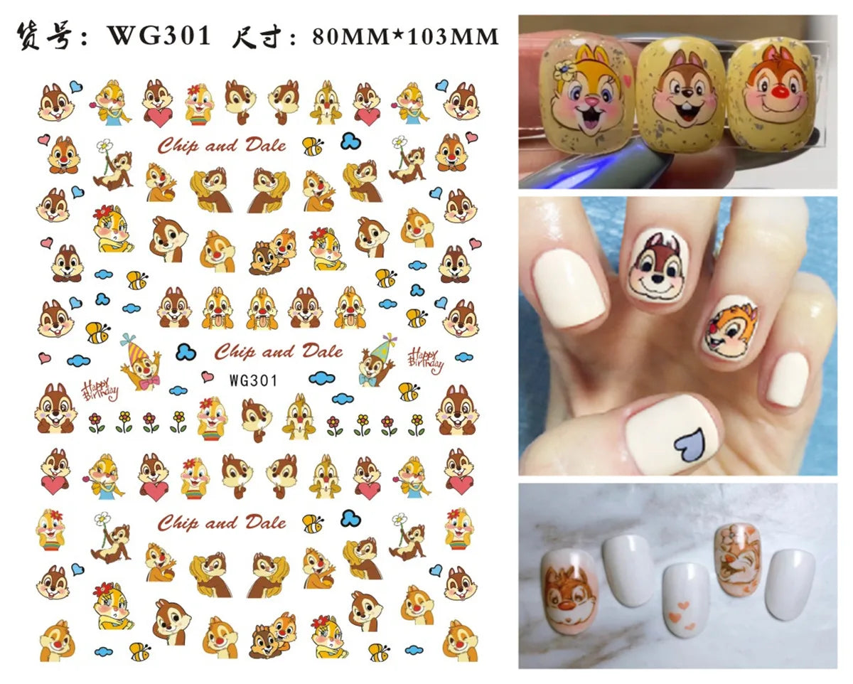 1Pcs 3D Disney Cartoon Mary Cat Nail Sticker Press On Nails Nail Supplies Mickey Mickey Stickers The Lion King Sliders For Nails