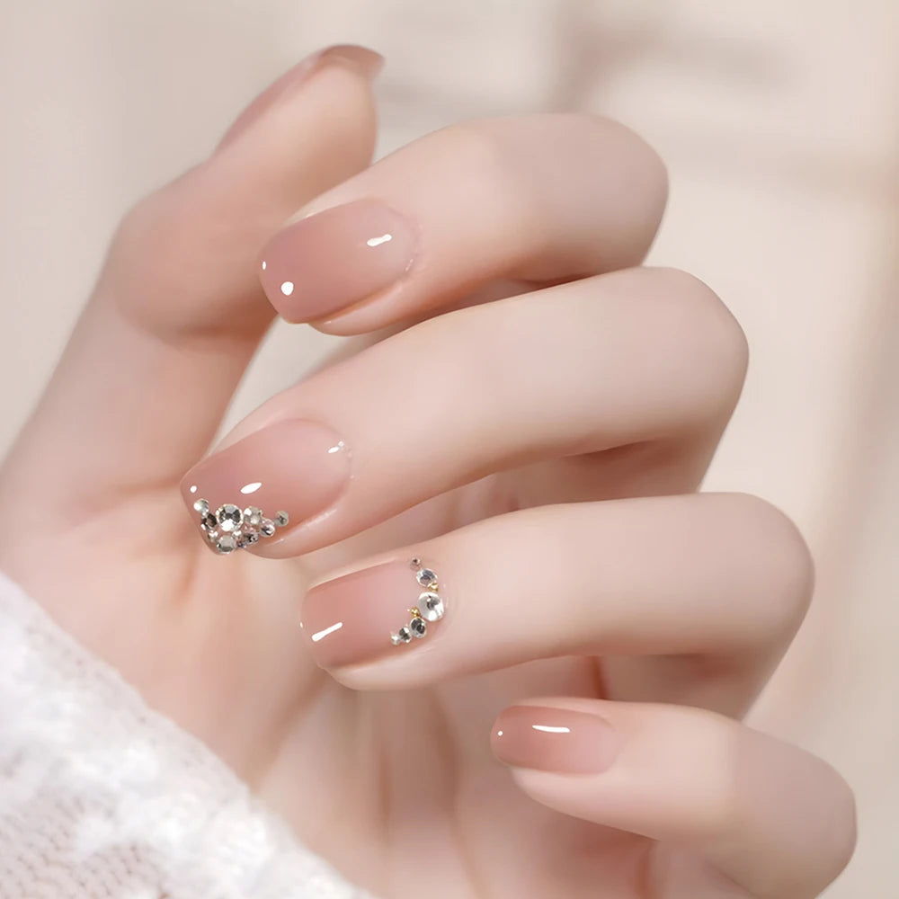 24 Pcs Ballerina Press On Nails Pink Gradient Fake Nails Glossy Artificial Finger Manicure Reusable False Nails For Women