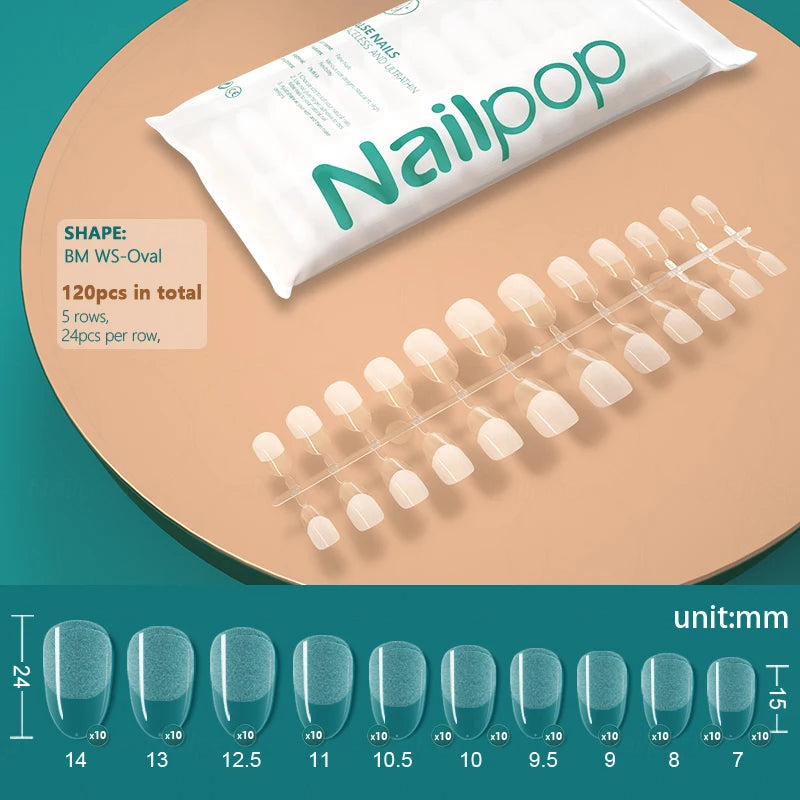 NAILPOP 120pcs False Nails Acrylic Press on Nails Coffin Artificial Nails Clear Fake Nail Tips for Extension Manicure Tool