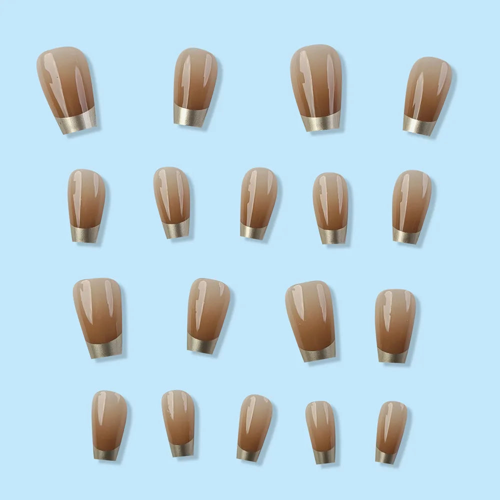 24 Pcs Ballerina Press On Nails Pink Gradient Fake Nails Glossy Artificial Finger Manicure Reusable False Nails For Women
