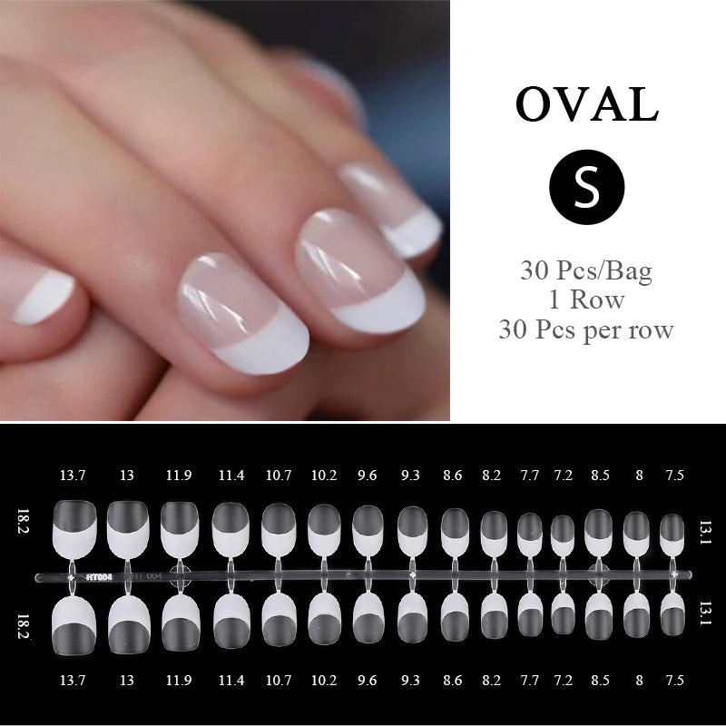 30Pcs Nail Tip Nude French Fake Nail Fashion Frosted Wearable False Nails Simple Full Cover Press on Nails DIY Wear Nail Tool