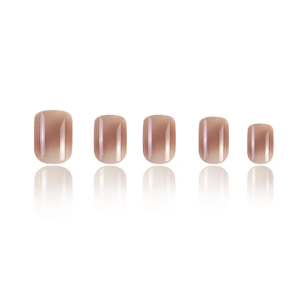 24 Pcs Ballerina Press On Nails Pink Gradient Fake Nails Glossy Artificial Finger Manicure Reusable False Nails For Women