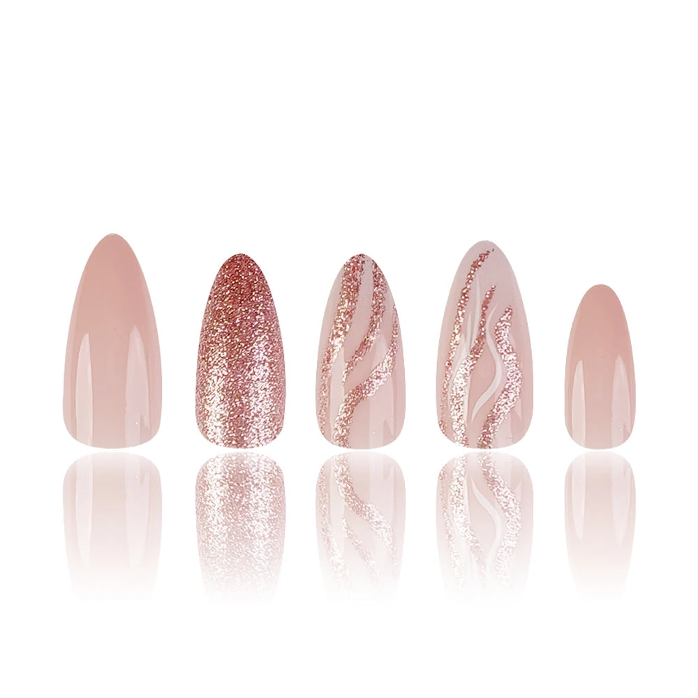 24 Pcs Ballerina Press On Nails Pink Gradient Fake Nails Glossy Artificial Finger Manicure Reusable False Nails For Women
