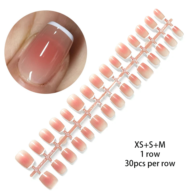 30Pcs Nail Tip Nude French Fake Nail Fashion Frosted Wearable False Nails Simple Full Cover Press on Nails DIY Wear Nail Tool