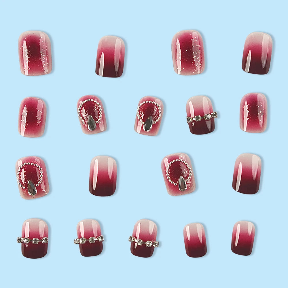 24 Pcs Ballerina Press On Nails Pink Gradient Fake Nails Glossy Artificial Finger Manicure Reusable False Nails For Women