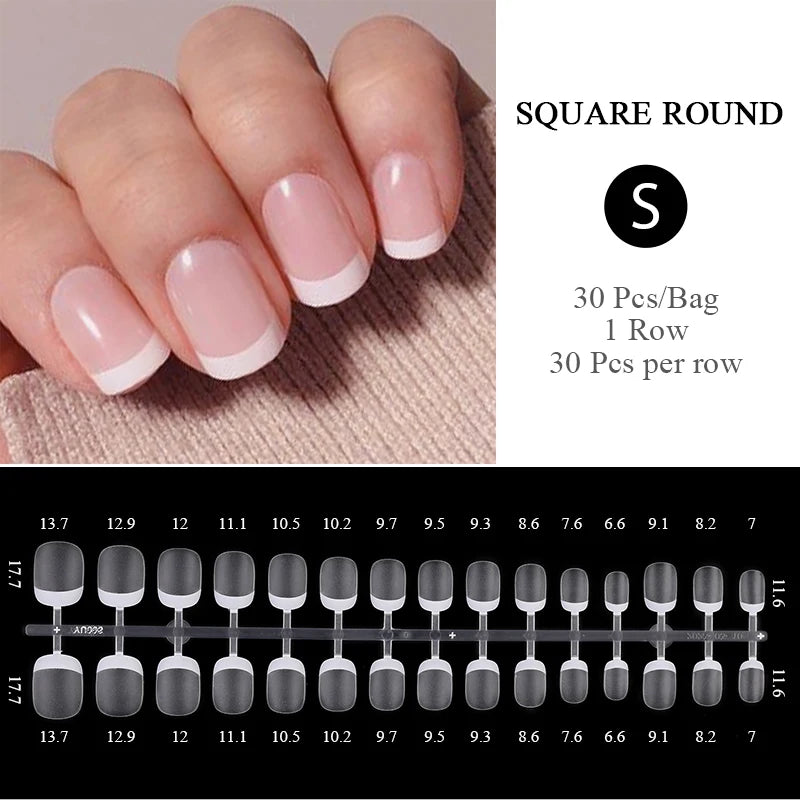 30Pcs Nail Tip Nude French Fake Nail Fashion Frosted Wearable False Nails Simple Full Cover Press on Nails DIY Wear Nail Tool
