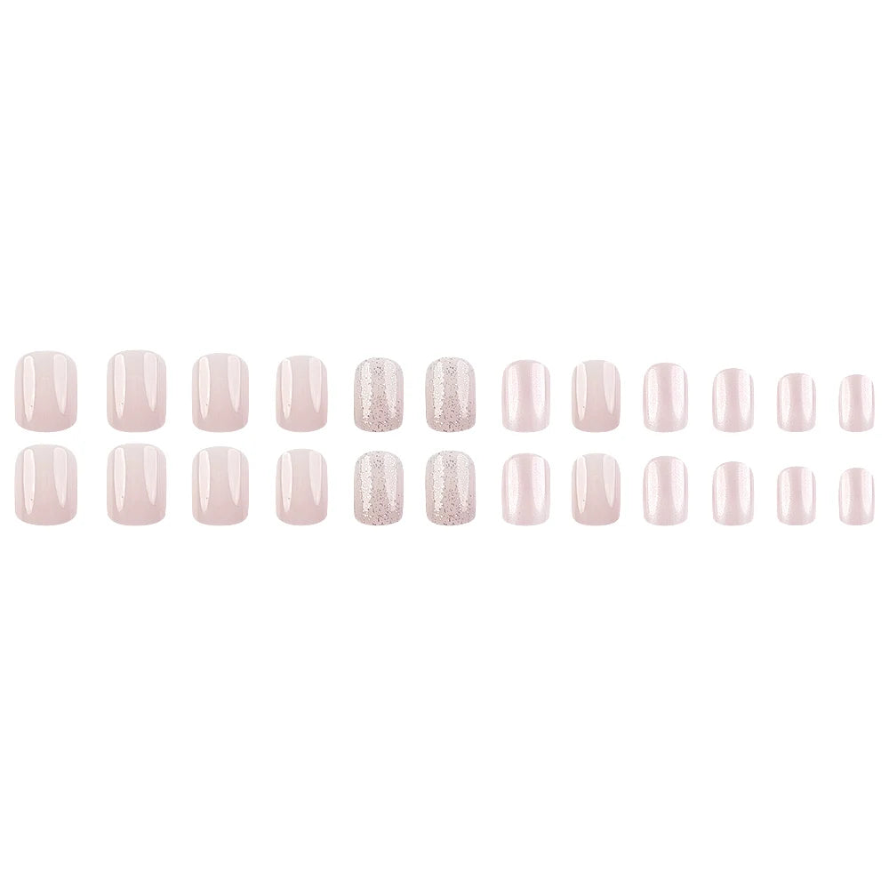 24 Pcs Ballerina Press On Nails Pink Gradient Fake Nails Glossy Artificial Finger Manicure Reusable False Nails For Women
