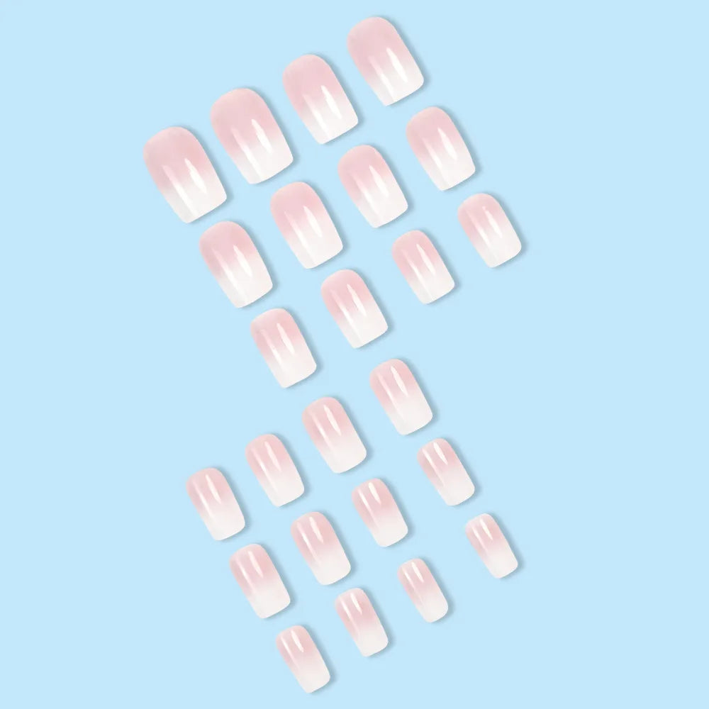 24 Pcs Ballerina Press On Nails Pink Gradient Fake Nails Glossy Artificial Finger Manicure Reusable False Nails For Women