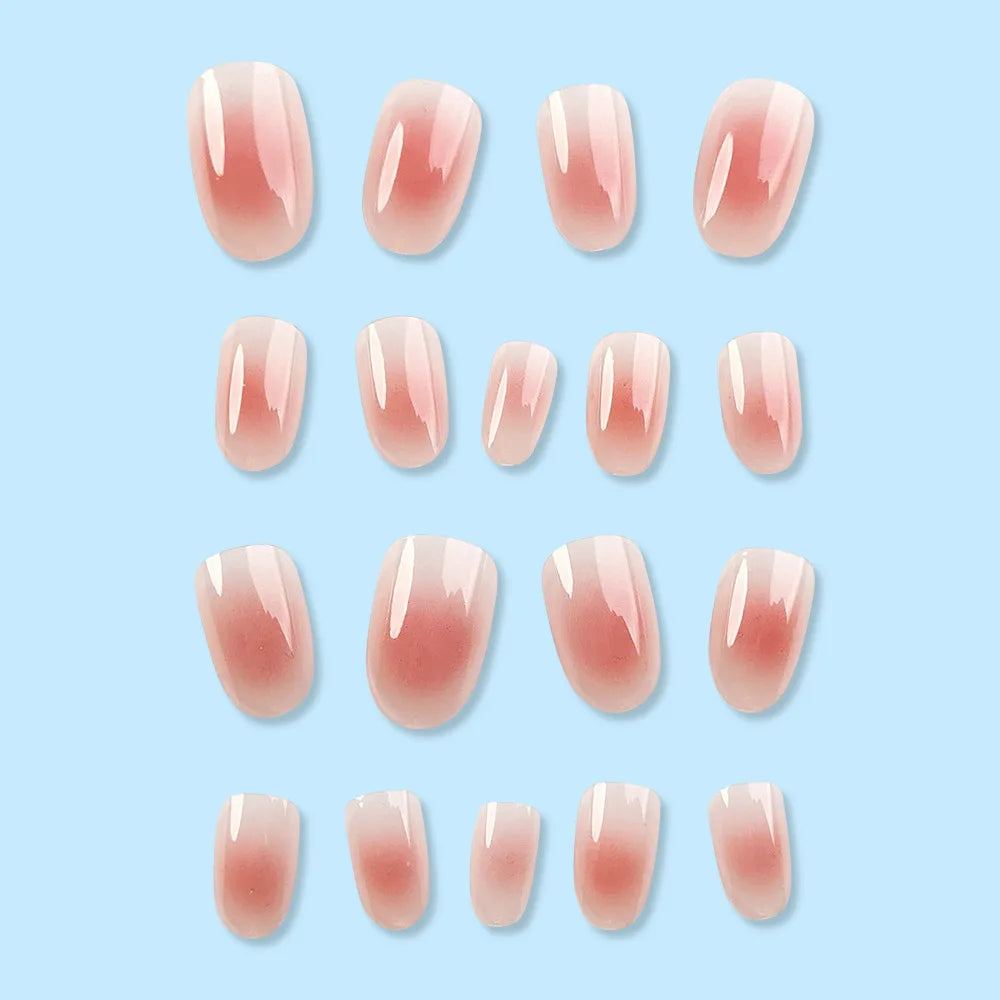 24 Pcs Ballerina Press On Nails Pink Gradient Fake Nails Glossy Artificial Finger Manicure Reusable False Nails For Women