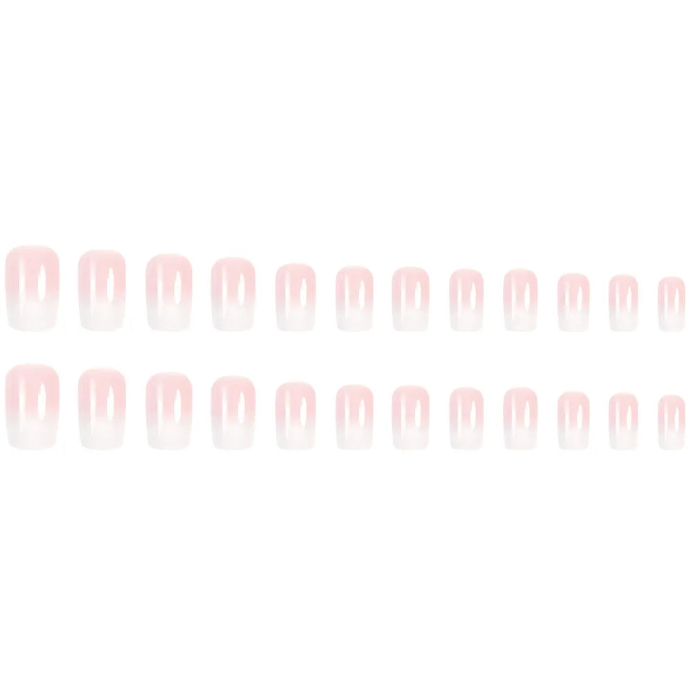 24 Pcs Ballerina Press On Nails Pink Gradient Fake Nails Glossy Artificial Finger Manicure Reusable False Nails For Women