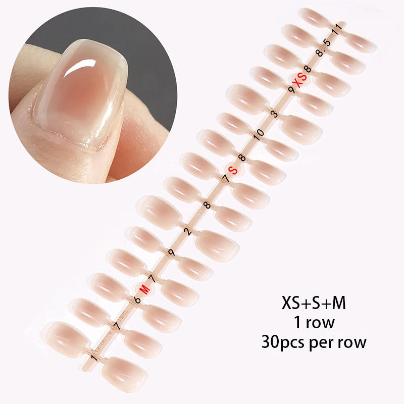30Pcs Nail Tip Nude French Fake Nail Fashion Frosted Wearable False Nails Simple Full Cover Press on Nails DIY Wear Nail Tool