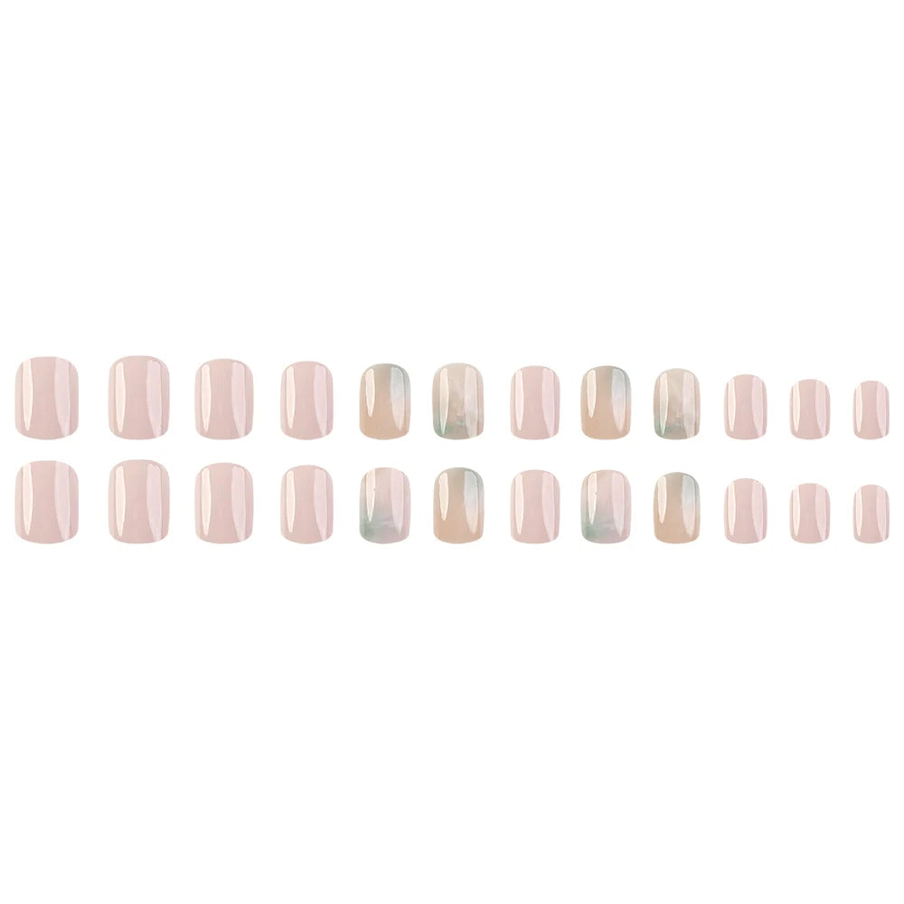 24 Pcs Ballerina Press On Nails Pink Gradient Fake Nails Glossy Artificial Finger Manicure Reusable False Nails For Women