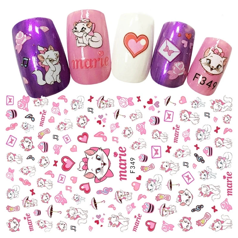1Pcs 3D Disney Cartoon Mary Cat Nail Sticker Press On Nails Nail Supplies Mickey Mickey Stickers The Lion King Sliders For Nails