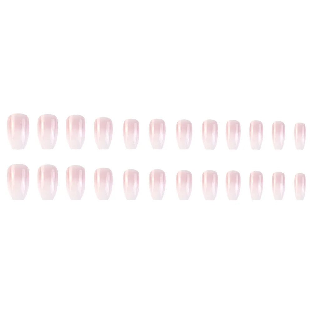 24 Pcs Ballerina Press On Nails Pink Gradient Fake Nails Glossy Artificial Finger Manicure Reusable False Nails For Women