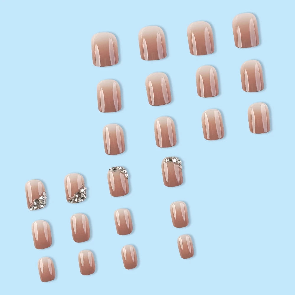 24 Pcs Ballerina Press On Nails Pink Gradient Fake Nails Glossy Artificial Finger Manicure Reusable False Nails For Women