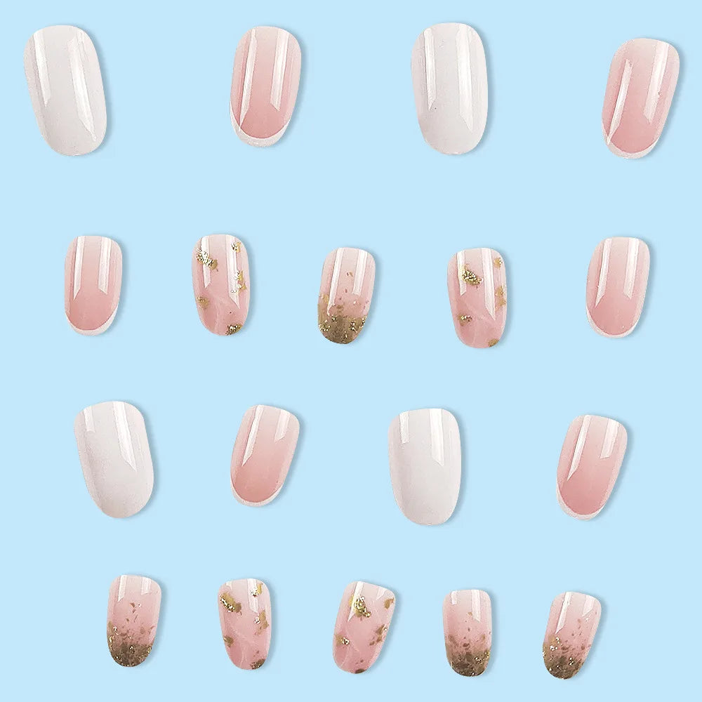 24 Pcs Ballerina Press On Nails Pink Gradient Fake Nails Glossy Artificial Finger Manicure Reusable False Nails For Women