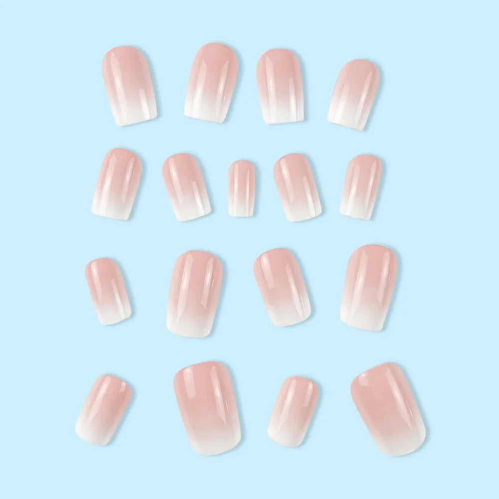 24 Pcs Ballerina Press On Nails Pink Gradient Fake Nails Glossy Artificial Finger Manicure Reusable False Nails For Women