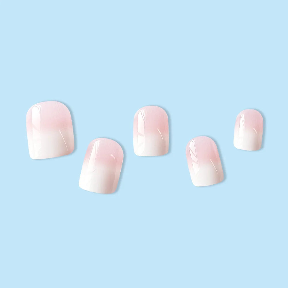 24 Pcs Ballerina Press On Nails Pink Gradient Fake Nails Glossy Artificial Finger Manicure Reusable False Nails For Women