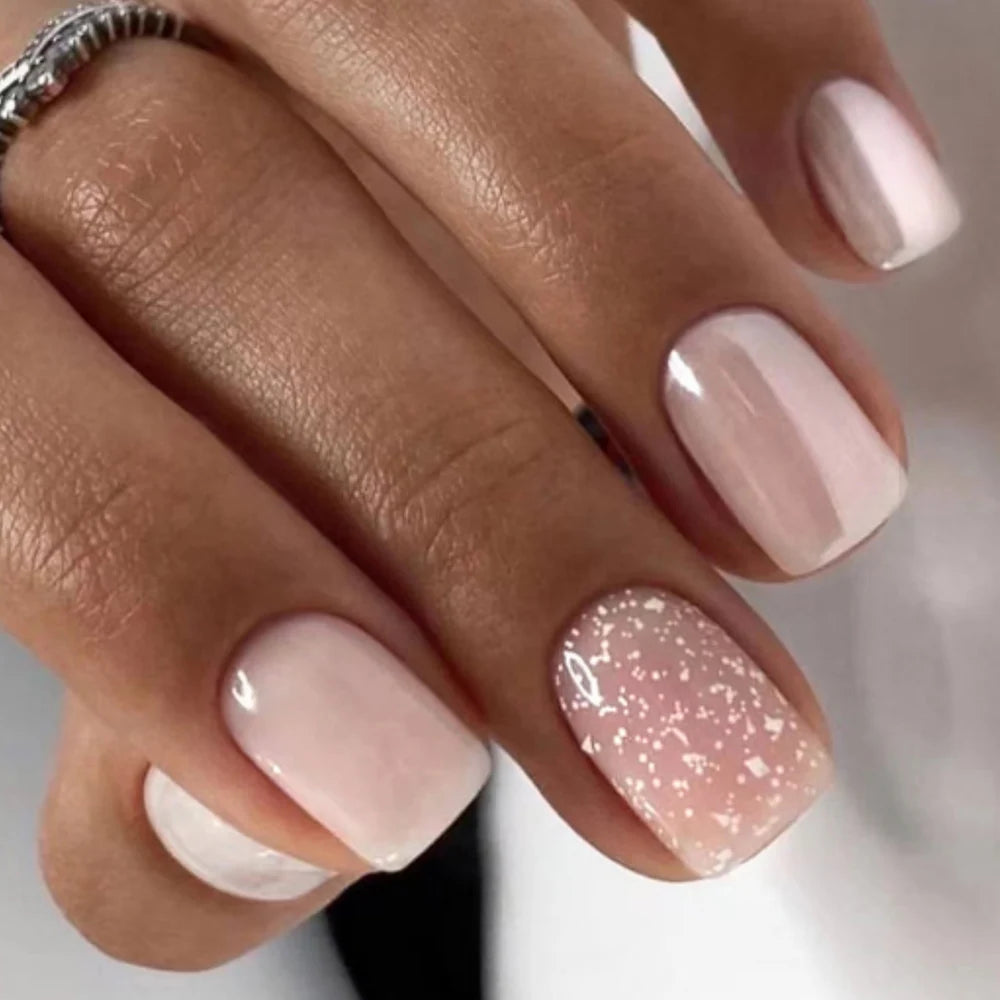 24 Pcs Ballerina Press On Nails Pink Gradient Fake Nails Glossy Artificial Finger Manicure Reusable False Nails For Women