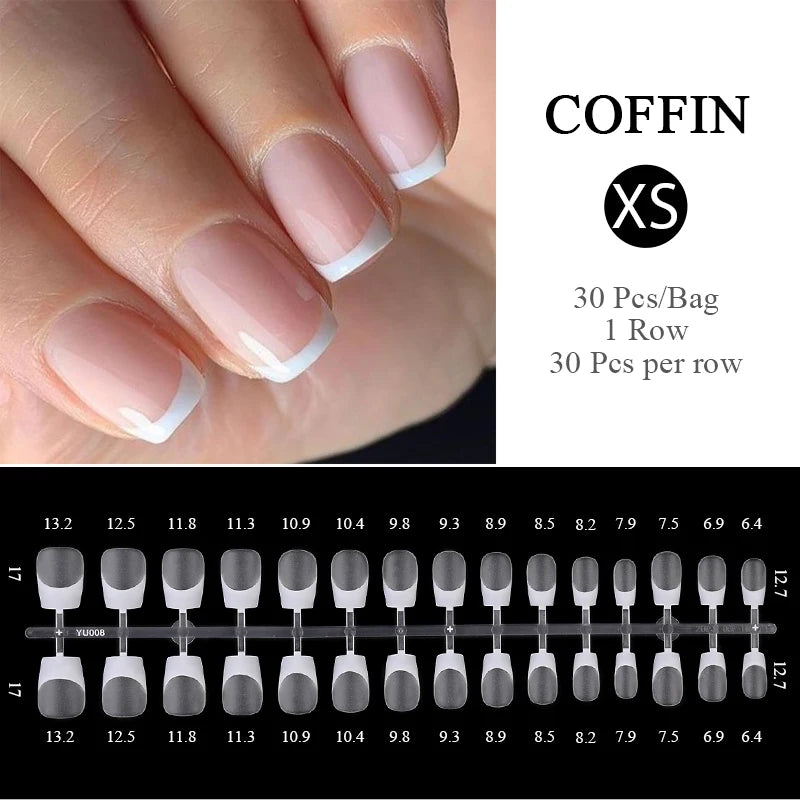 30Pcs Nail Tip Nude French Fake Nail Fashion Frosted Wearable False Nails Simple Full Cover Press on Nails DIY Wear Nail Tool