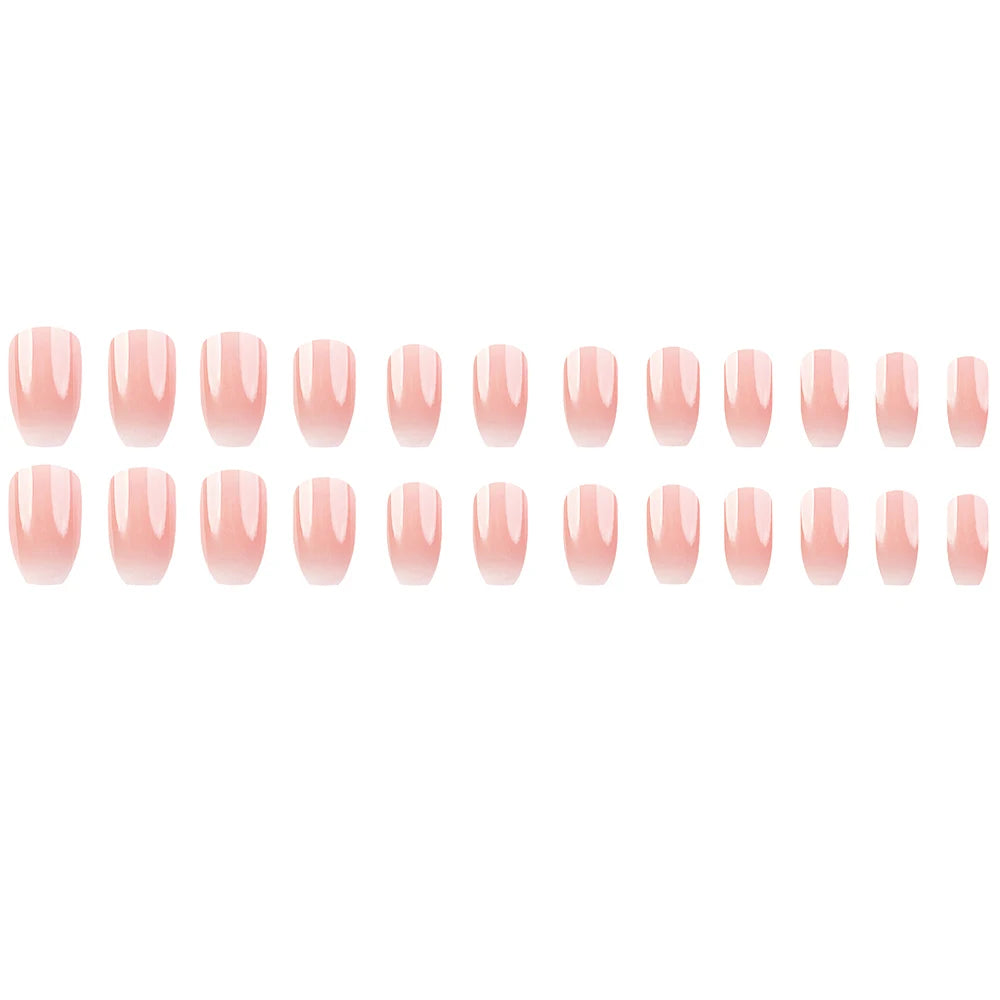 24 Pcs Ballerina Press On Nails Pink Gradient Fake Nails Glossy Artificial Finger Manicure Reusable False Nails For Women