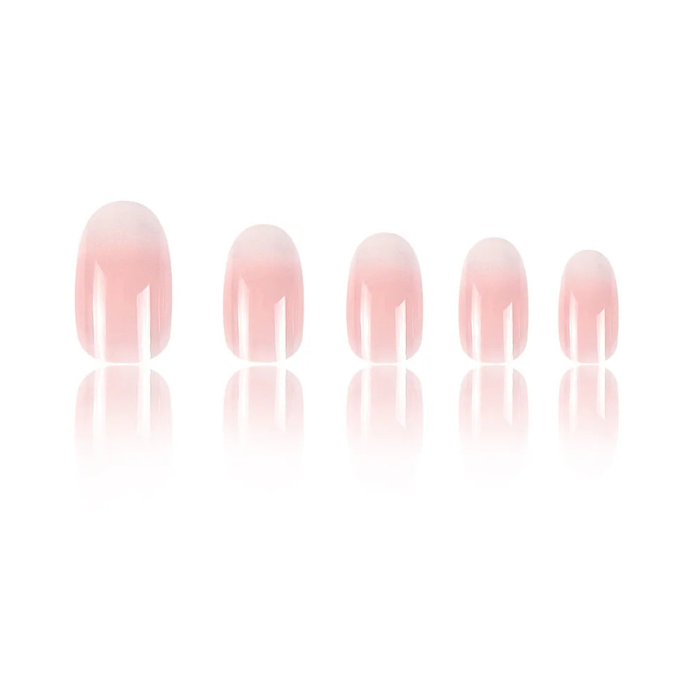 24 Pcs Ballerina Press On Nails Pink Gradient Fake Nails Glossy Artificial Finger Manicure Reusable False Nails For Women