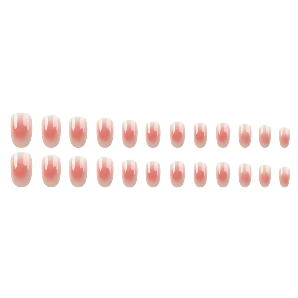 24 Pcs Ballerina Press On Nails Pink Gradient Fake Nails Glossy Artificial Finger Manicure Reusable False Nails For Women