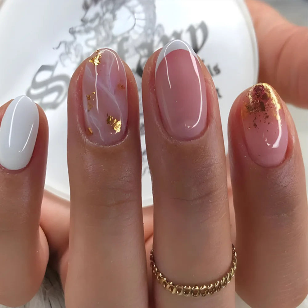 24 Pcs Ballerina Press On Nails Pink Gradient Fake Nails Glossy Artificial Finger Manicure Reusable False Nails For Women