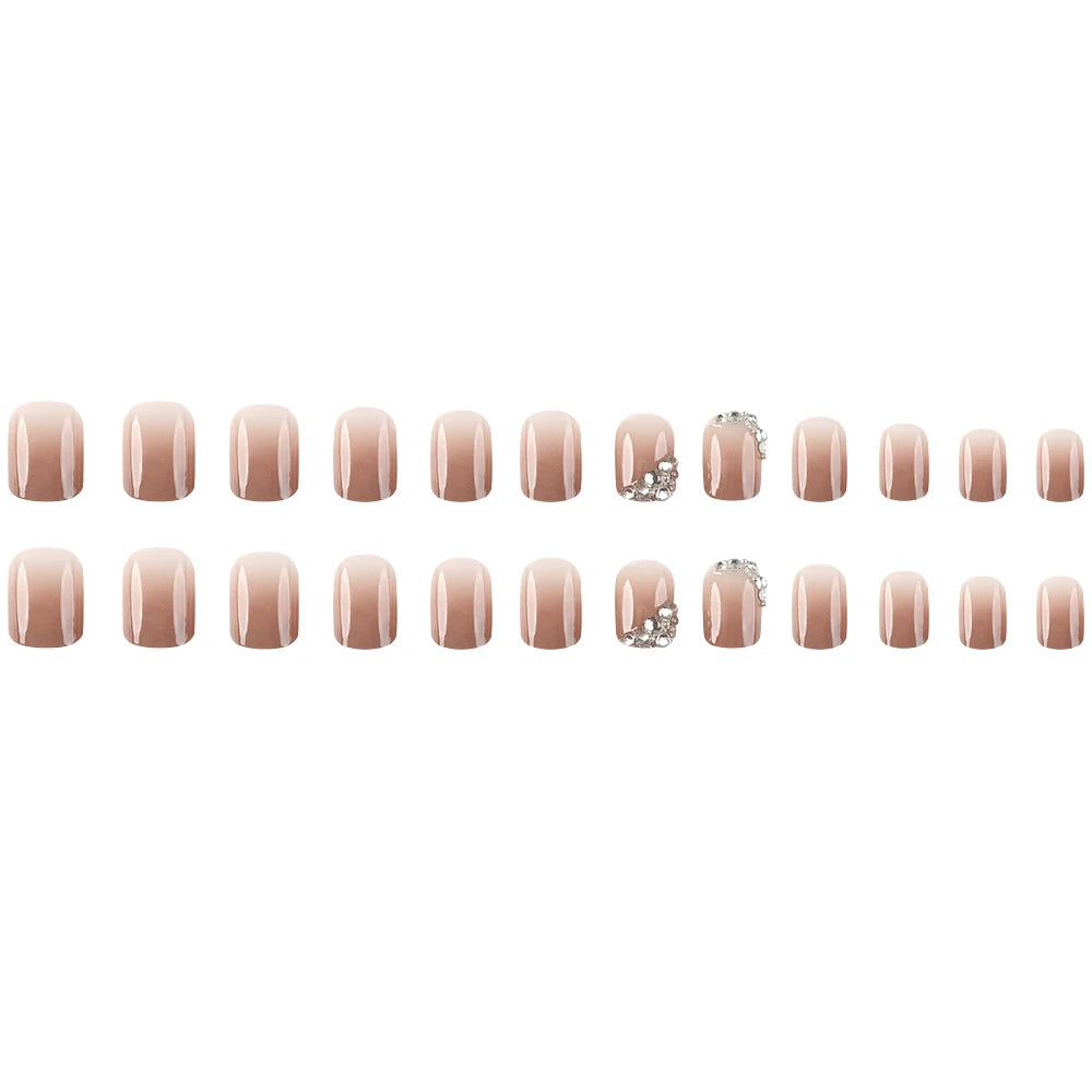 24 Pcs Ballerina Press On Nails Pink Gradient Fake Nails Glossy Artificial Finger Manicure Reusable False Nails For Women