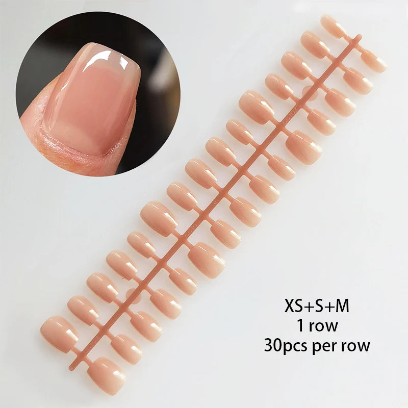 30Pcs Nail Tip Nude French Fake Nail Fashion Frosted Wearable False Nails Simple Full Cover Press on Nails DIY Wear Nail Tool
