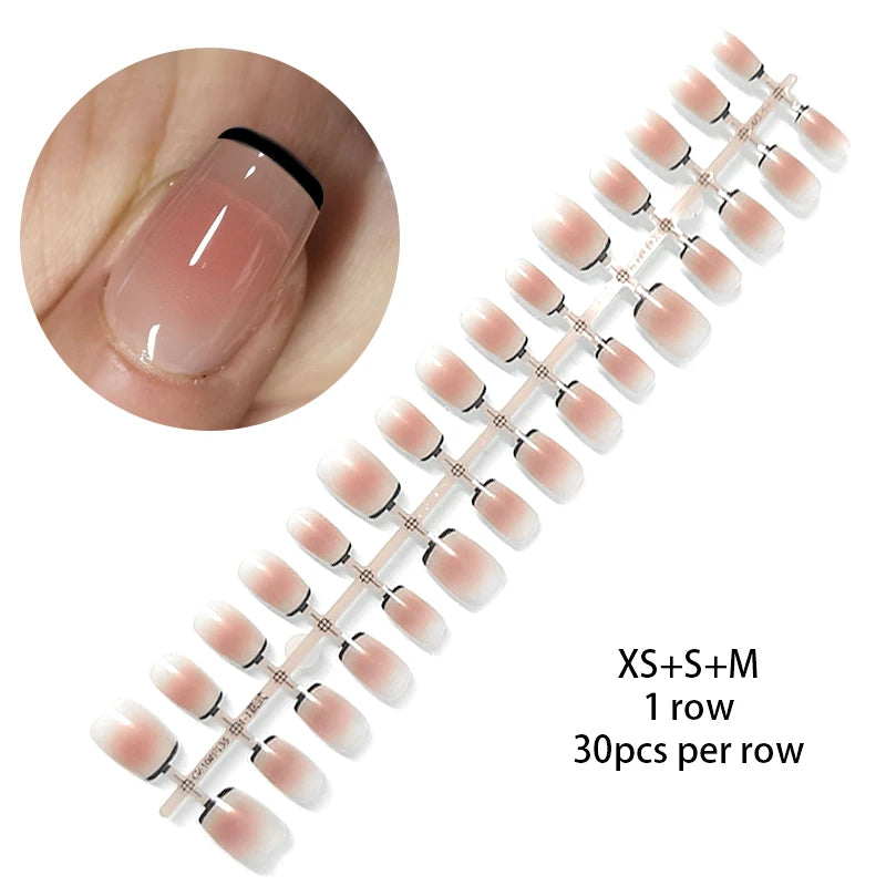 30Pcs Nail Tip Nude French Fake Nail Fashion Frosted Wearable False Nails Simple Full Cover Press on Nails DIY Wear Nail Tool