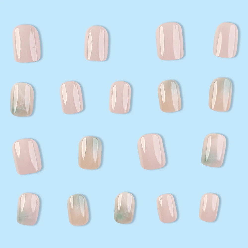 24 Pcs Ballerina Press On Nails Pink Gradient Fake Nails Glossy Artificial Finger Manicure Reusable False Nails For Women