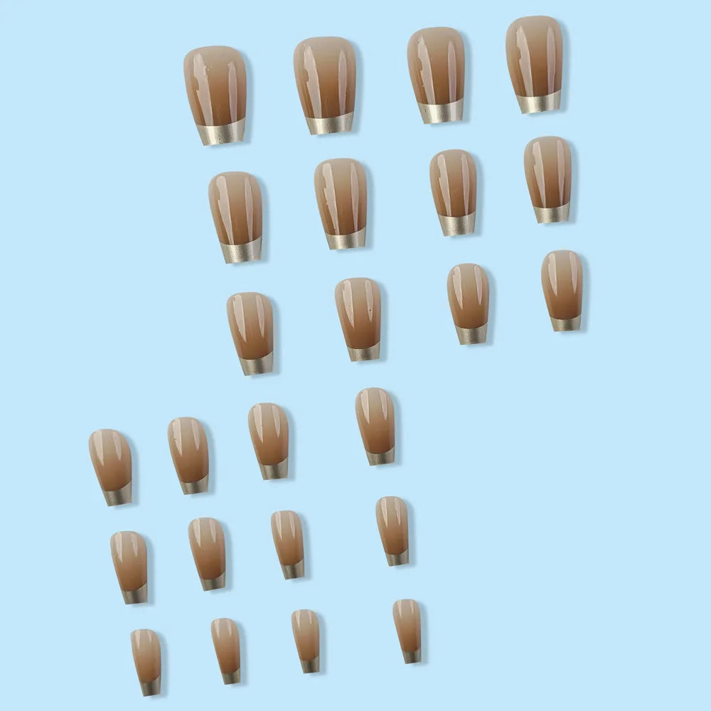 24 Pcs Ballerina Press On Nails Pink Gradient Fake Nails Glossy Artificial Finger Manicure Reusable False Nails For Women