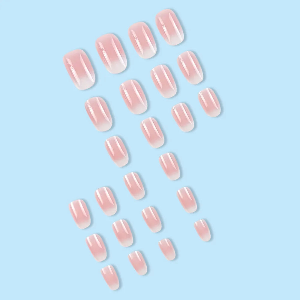 24 Pcs Ballerina Press On Nails Pink Gradient Fake Nails Glossy Artificial Finger Manicure Reusable False Nails For Women