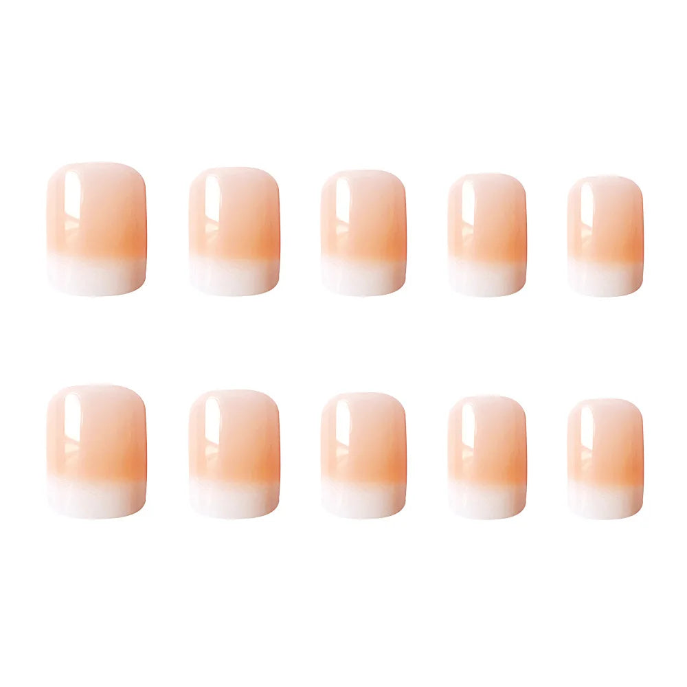 24 Pcs Ballerina Press On Nails Pink Gradient Fake Nails Glossy Artificial Finger Manicure Reusable False Nails For Women