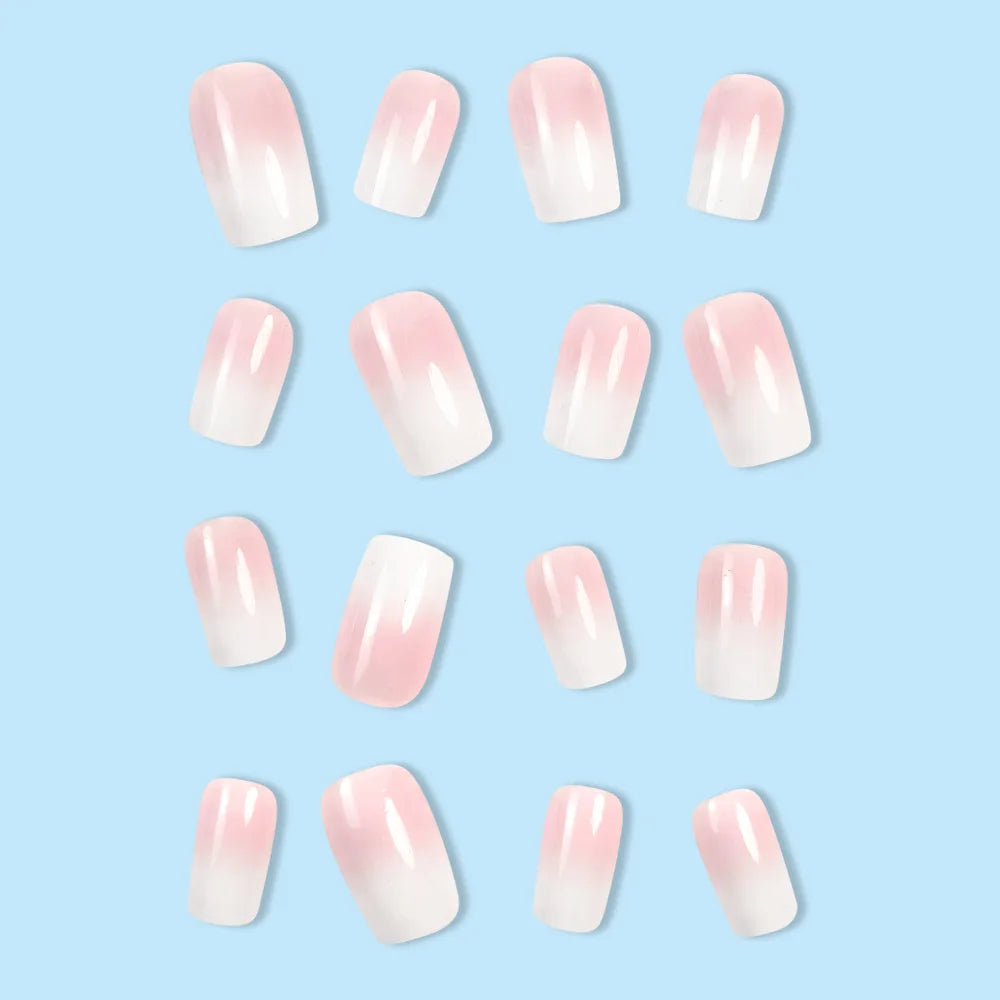 24 Pcs Ballerina Press On Nails Pink Gradient Fake Nails Glossy Artificial Finger Manicure Reusable False Nails For Women